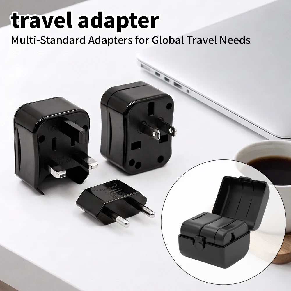 Adaptador de viagem EU/US/UK/AU com estojo de arrumação