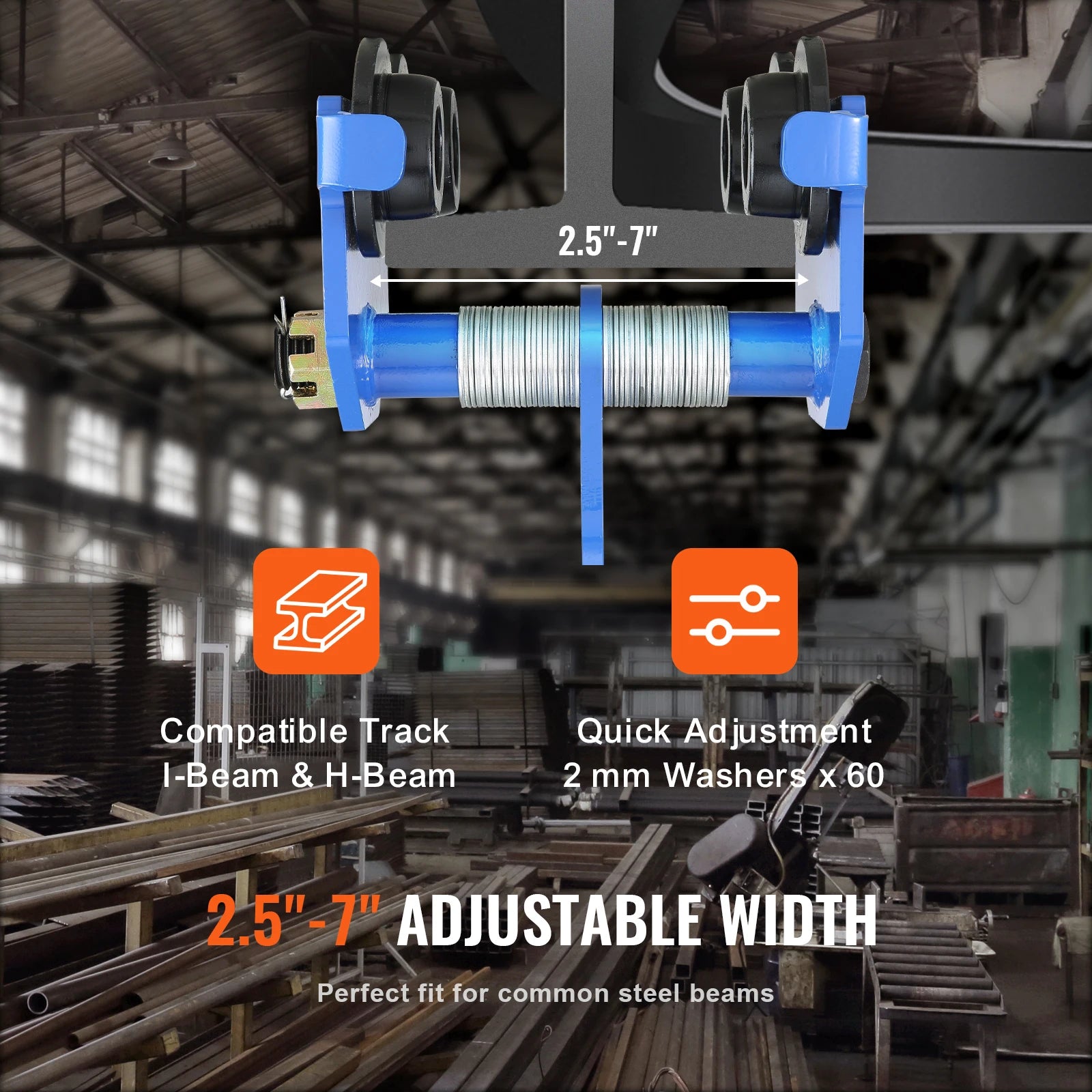 Adjustable Manual Beam Trolley 0.5–2 Ton Dual Wheel Hoist