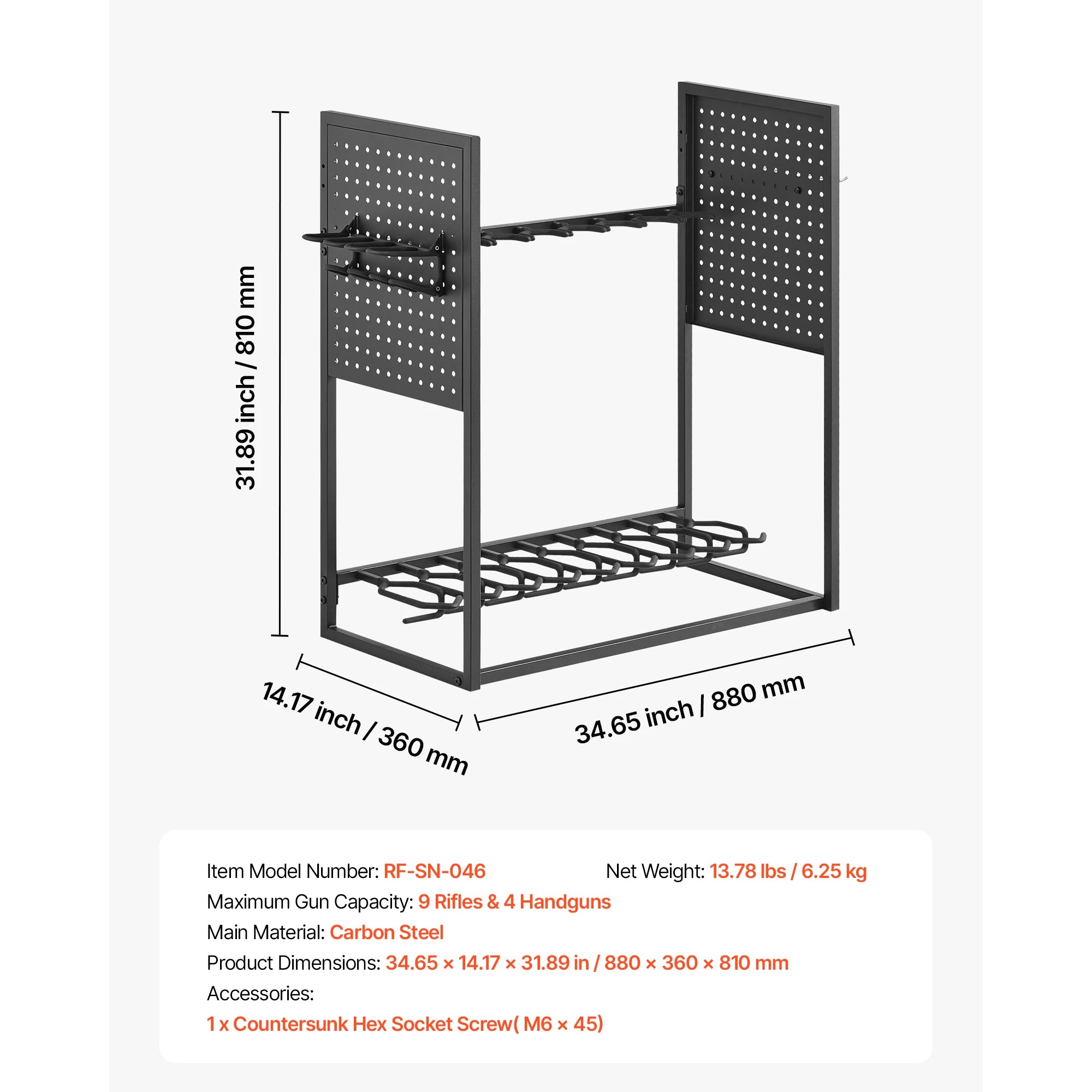 Supporto per fucili Gun Rack da terra, da interno, porta fucili a ripiani con spazio di stoccaggio per espositore a parete, supporto per garage