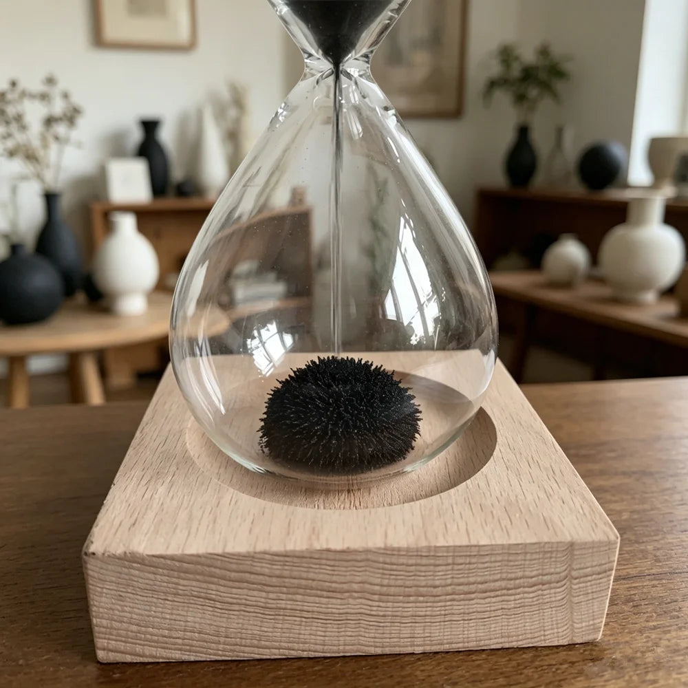 Magnetic Glass Hourglass Desk Ornament