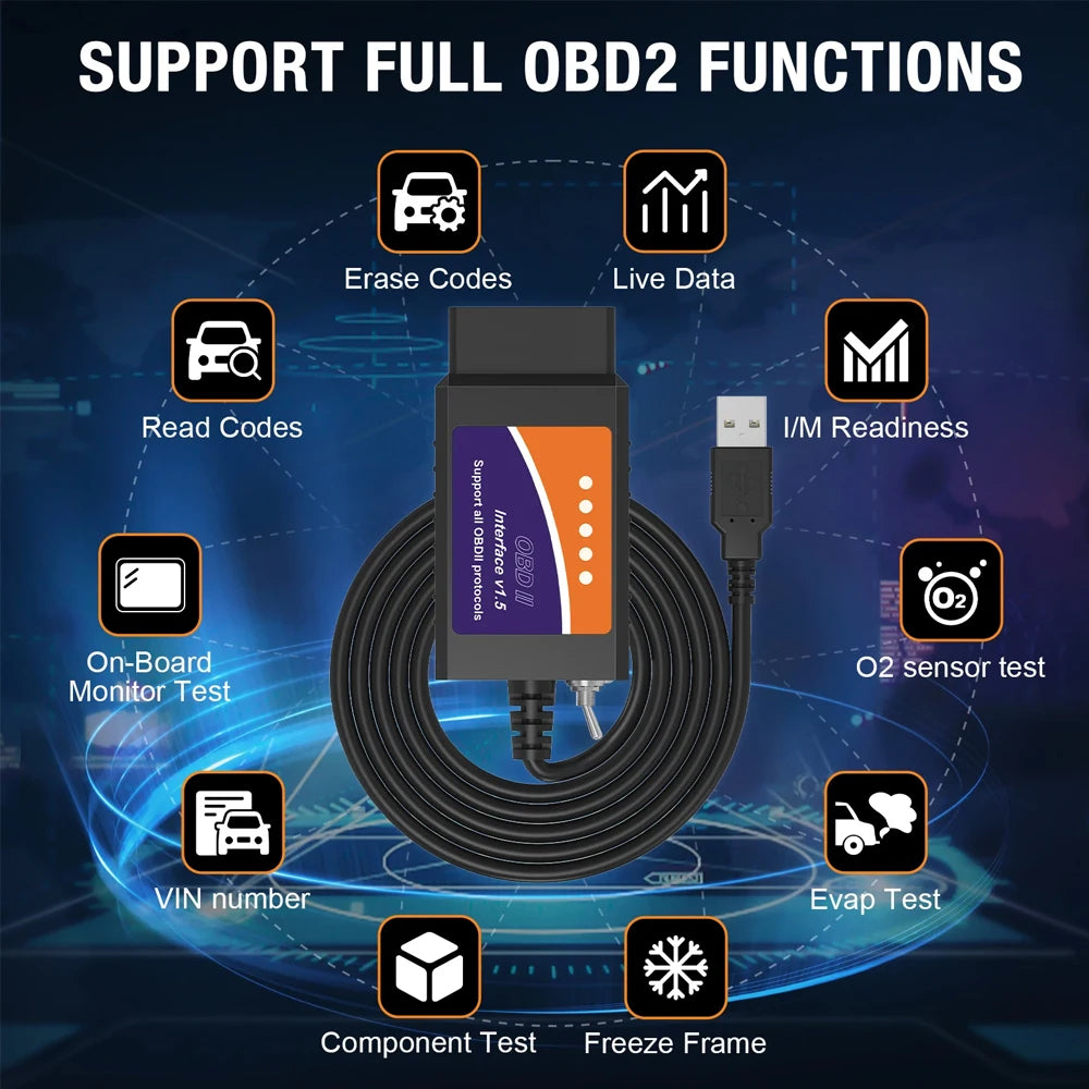 USB ELM327 OBD2 Adapter with HS/MS-CAN Switch