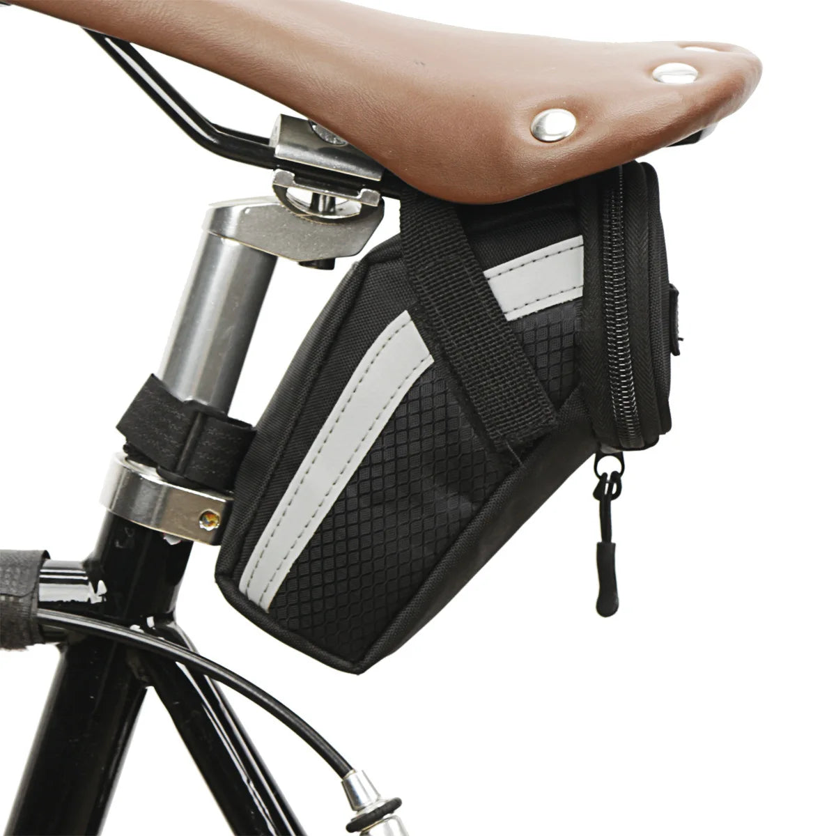 Bike Saddle Bag 1L Small Storage Black Cycling Seat Tail Rear Pouch Bag Accessory Kit Tool Reflective Cycling Accessories