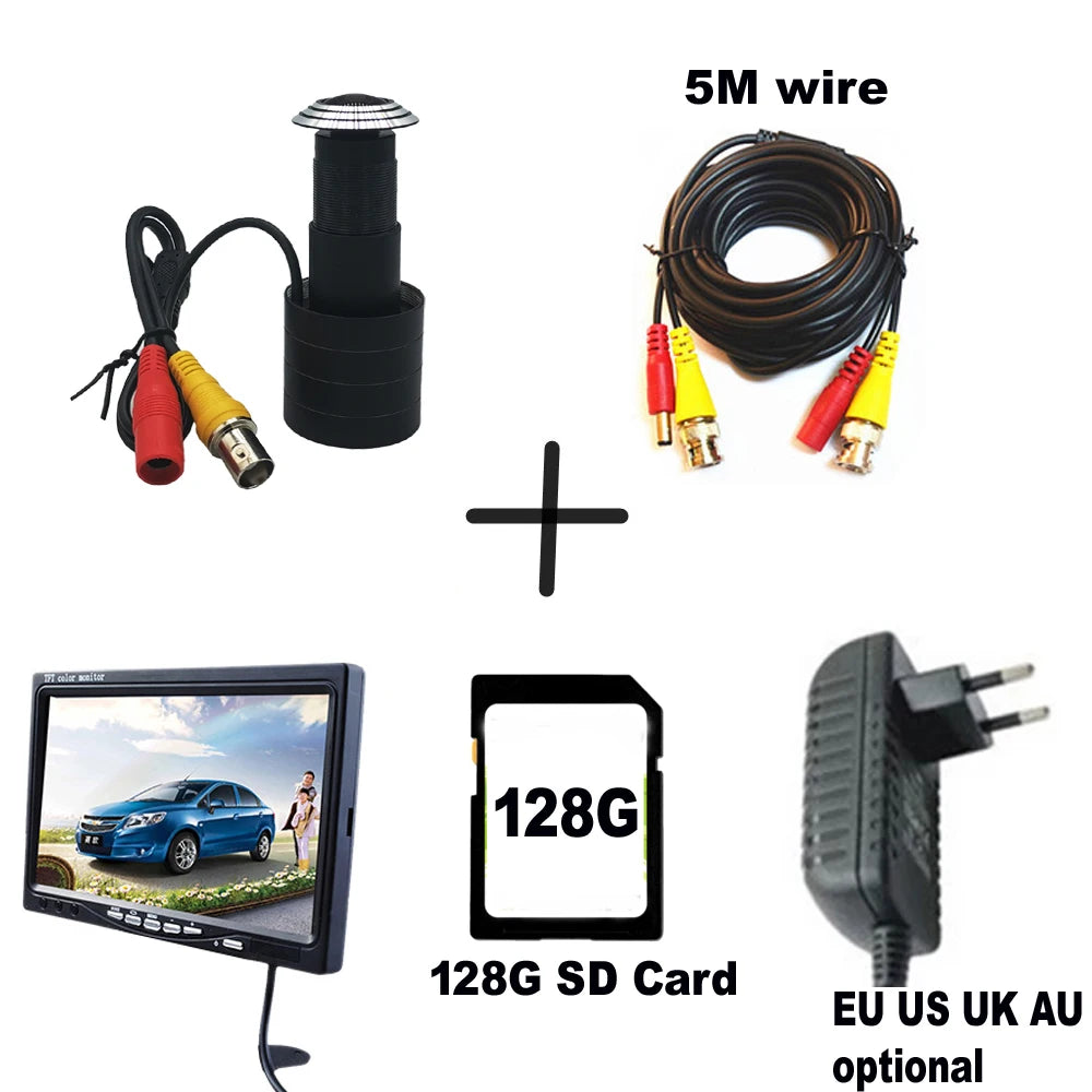 Zestaw kamery drzwiowej AHD z obiektywem rybie oko 1080p i 7-calowym monitorem IPS