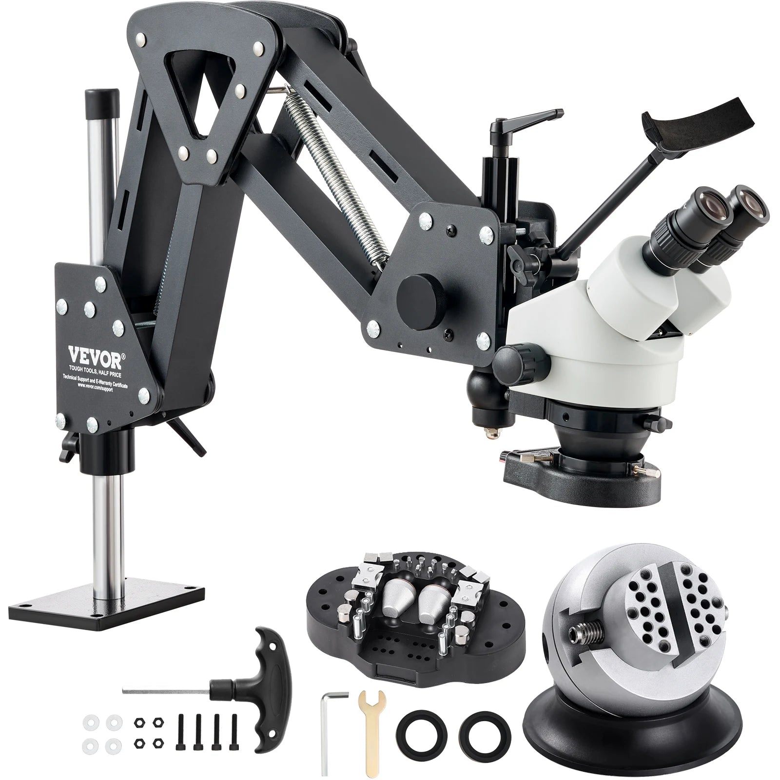 Microscope à bijoux multidirectionnel 7X–45X avec anneau lumineux LED