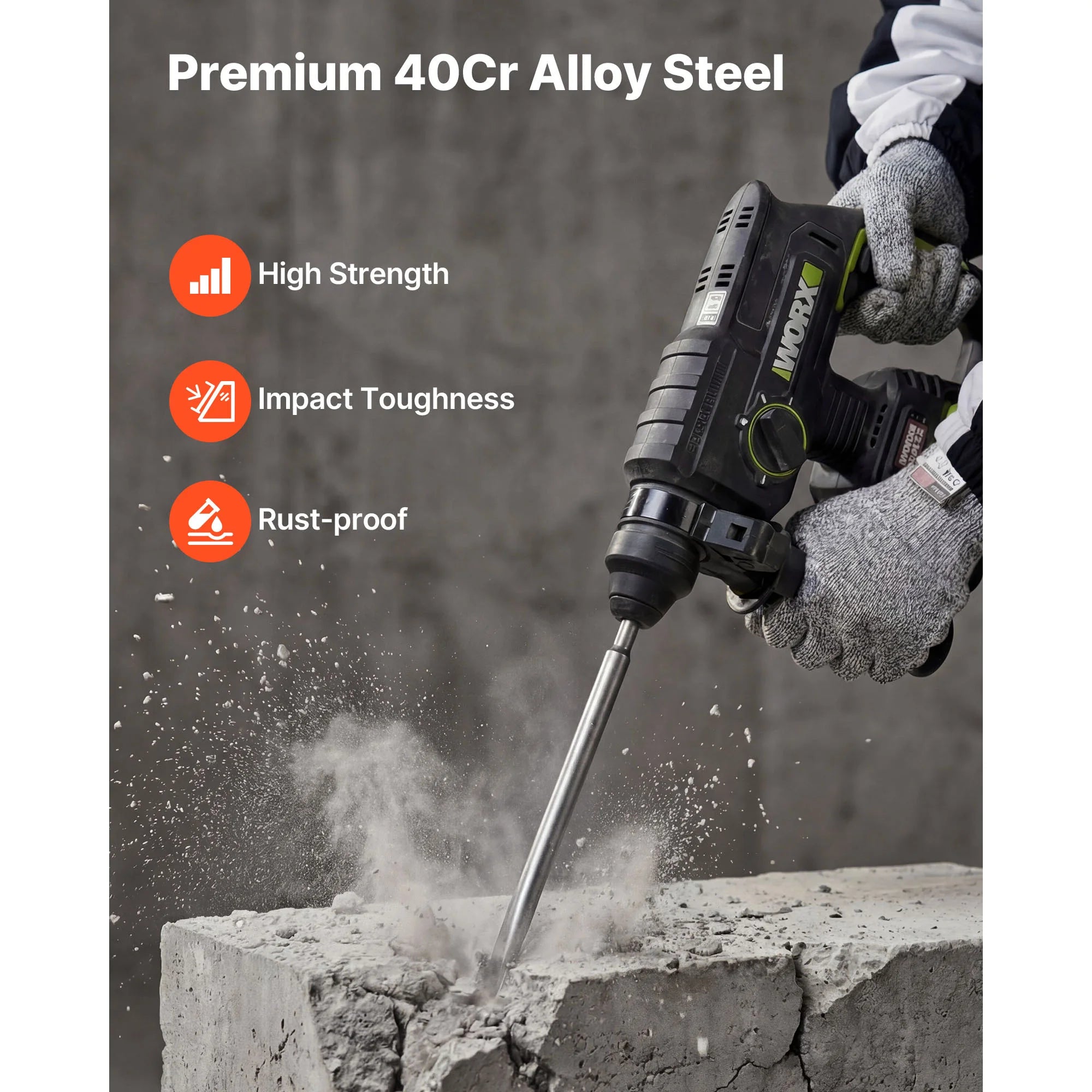 SucceBuy SDS Plus Chisel Set 4/6pcs SDS Plus Rotary Hammer Drill Attachments Includes Point Flat Sharp Edge for Demolition Brick