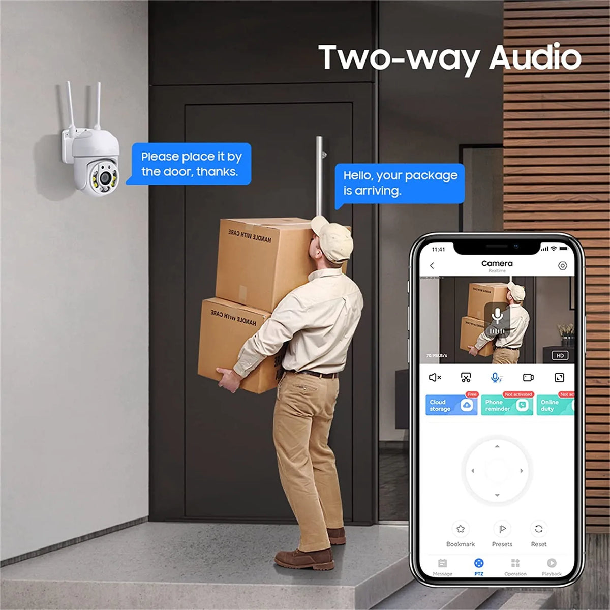 4MP PTZ WiFi Security Camera Outdoor IP66 Waterproof Dual-Band
