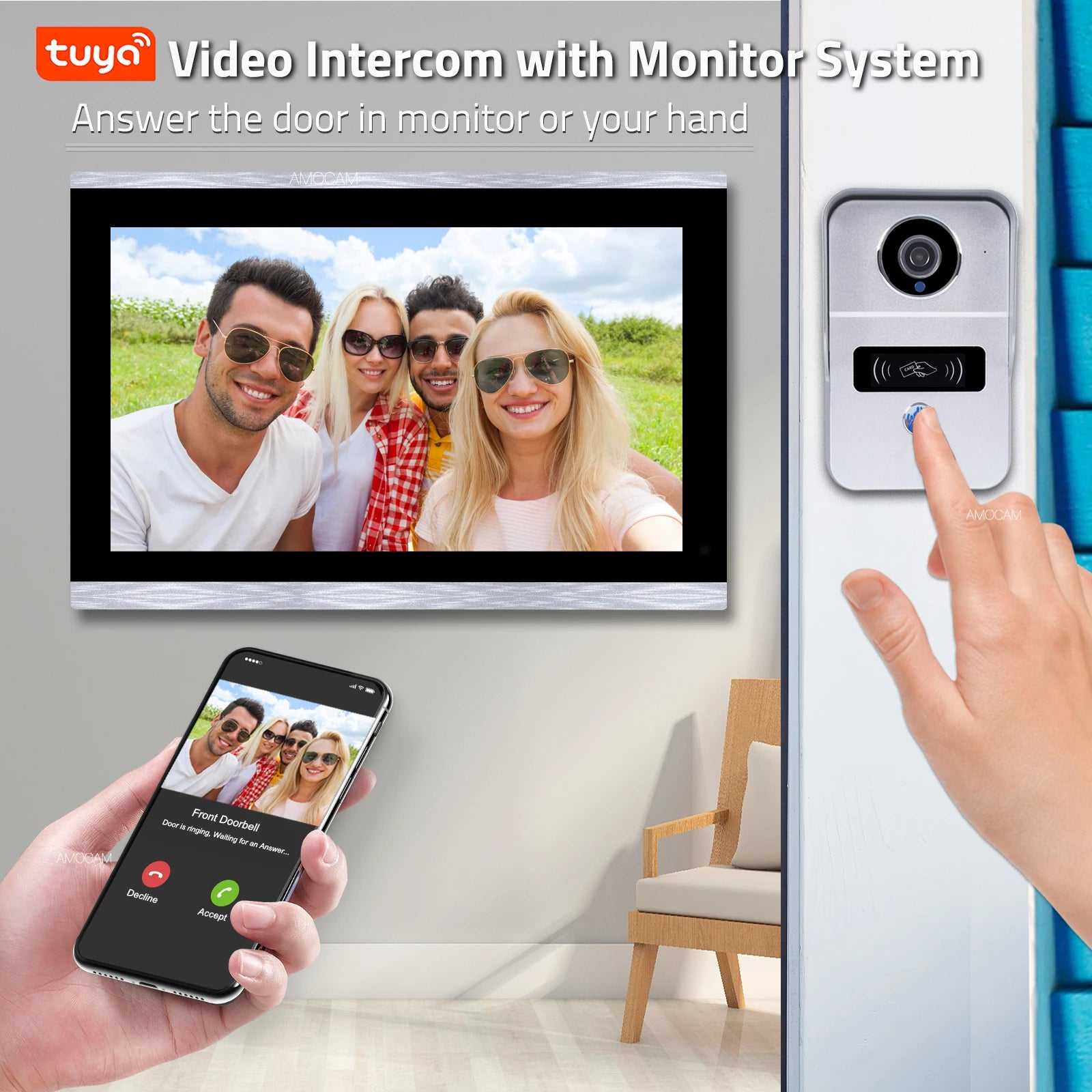 1080P 10 Inch 7" Touch Screen Wifi Video Doorbell, Smart TUYA Home Video Intercom 32G Card Rceord Kit Motion Detection ID Unlcok Spy-shop.com