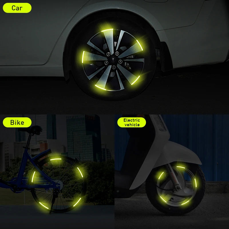 20pcs Car Wheel Hub Reflective Sticker Tire Rim Reflective Strips Luminous Sticker for Night Driving Car-Styling Accessories
