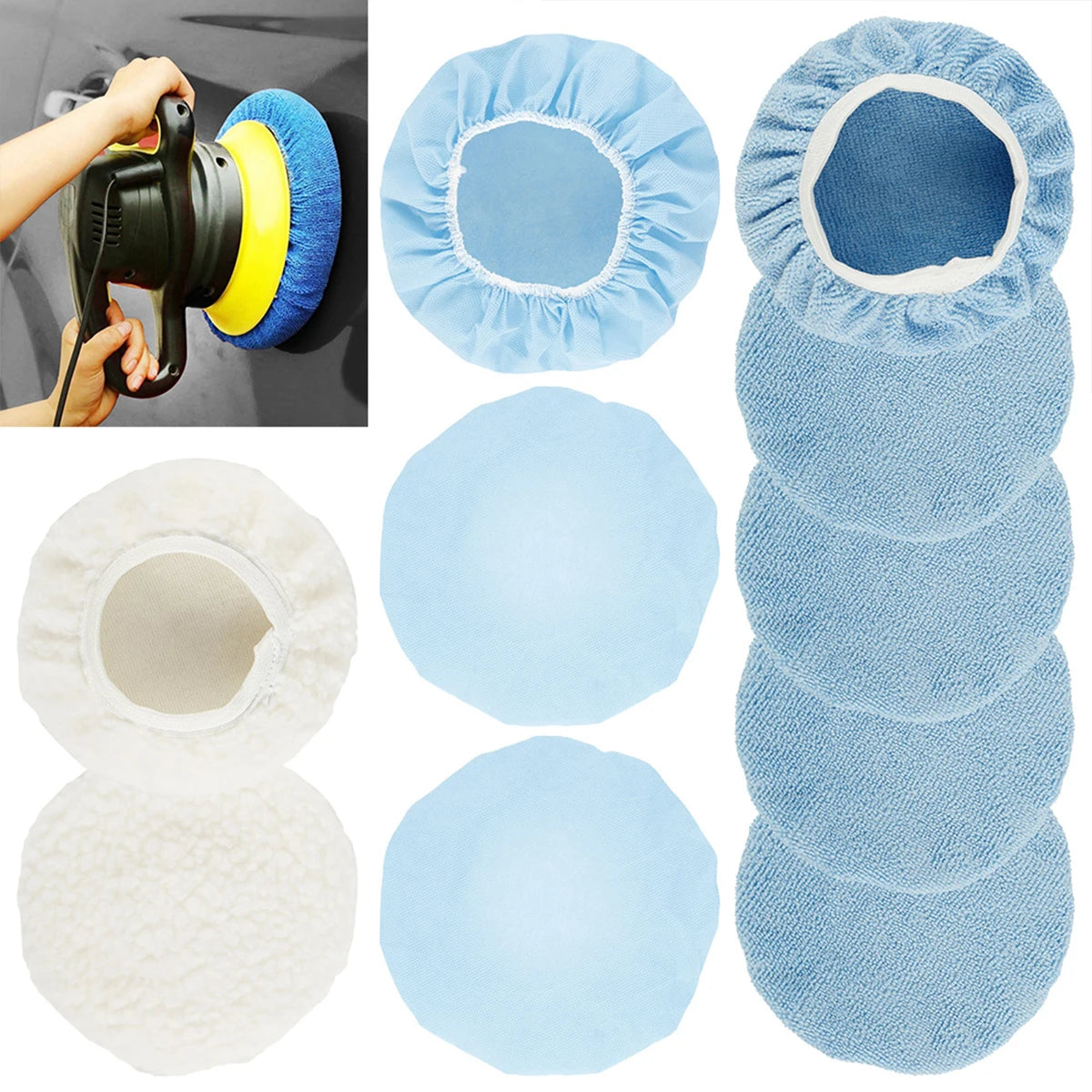 Lot de 10 bonnets de polissage en microfibre, 9–10 pouces