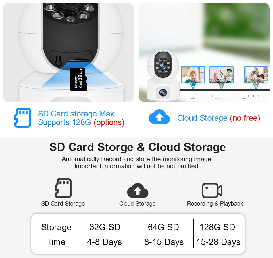 Caméra de sécurité WiFi à double objectif 6MP avec suivi automatique et audio