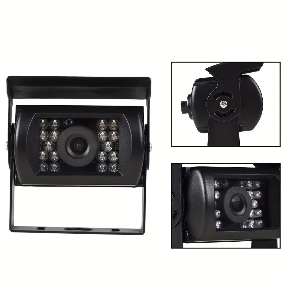 Monitor de 17,78 cm Cable grueso de 4PIN Cámara de marcha atrás para coche 18LED Kit con monitor para RV, autobús, camión, remolque 12V/24V