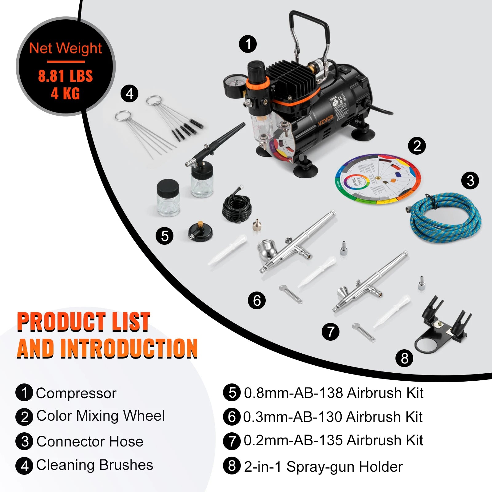 120W Dual-Action Airbrush Set met Compressor voor Kunst, Nagels & Doe-Het-Zelf