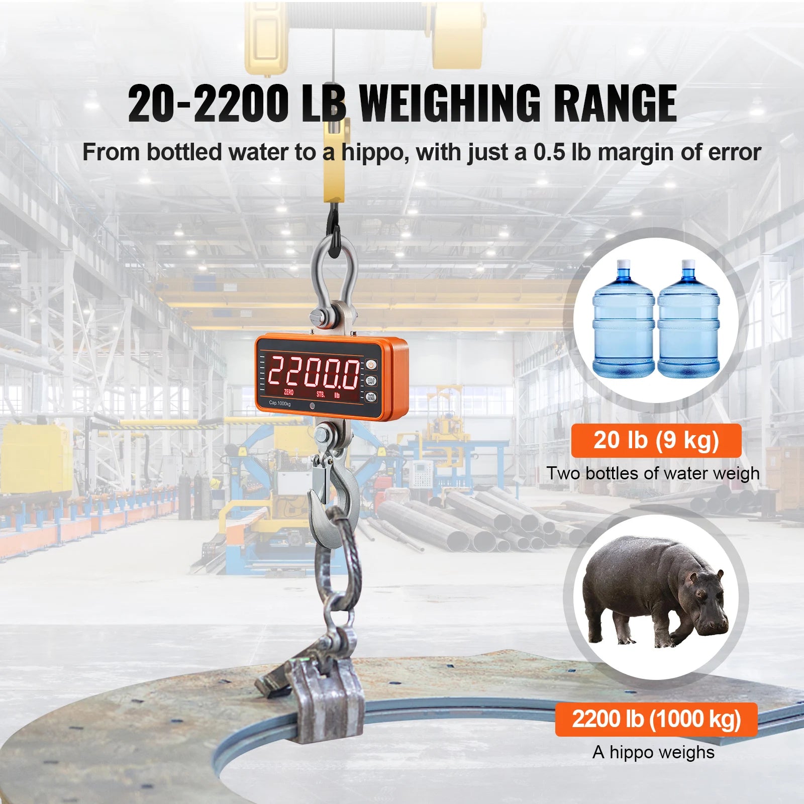 1000kg Digital Crane Scale with Remote & LED Display