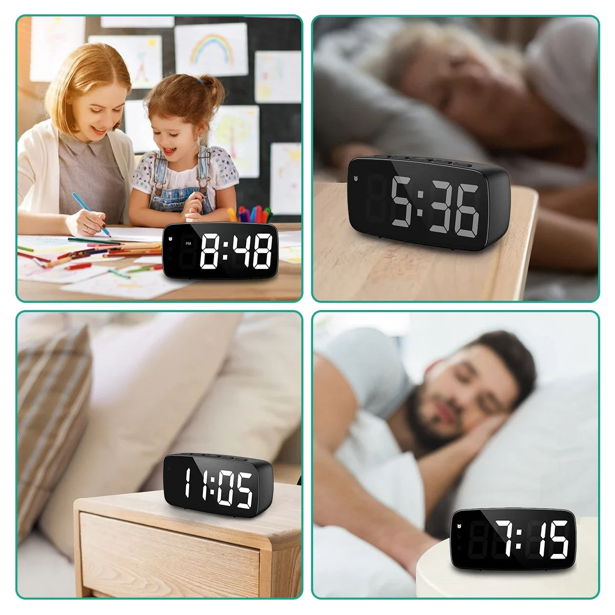 1080P HD vækkeur-kamera med LED-display