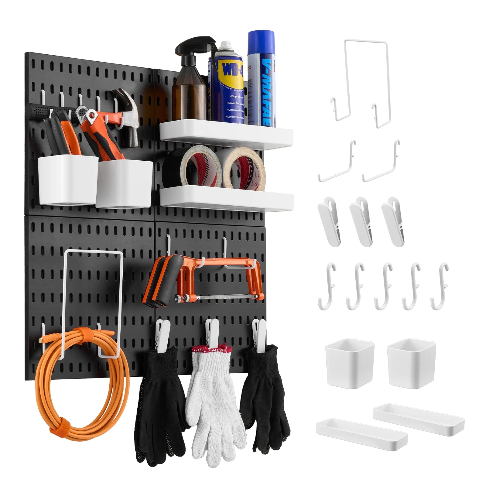 SucceBuy 4PCS 11"x11" Plastic Home Pegboard Wall Panels Decor Organizer Holder Mounting Display DIY Tool Storage for Garage