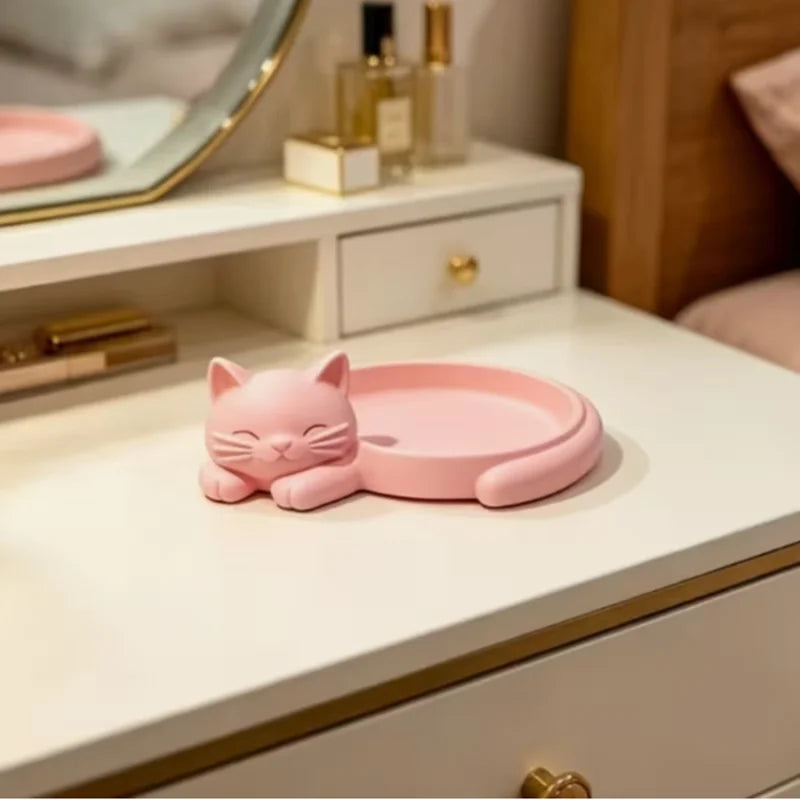 Smykkefad og opbevaringsbakke formet som en kat, 12 cm
