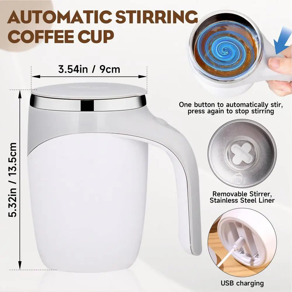 Magnetic Coffee Stirrer Mug Rechargeable Automatic Quiet Fast Stirring Cup With Lid