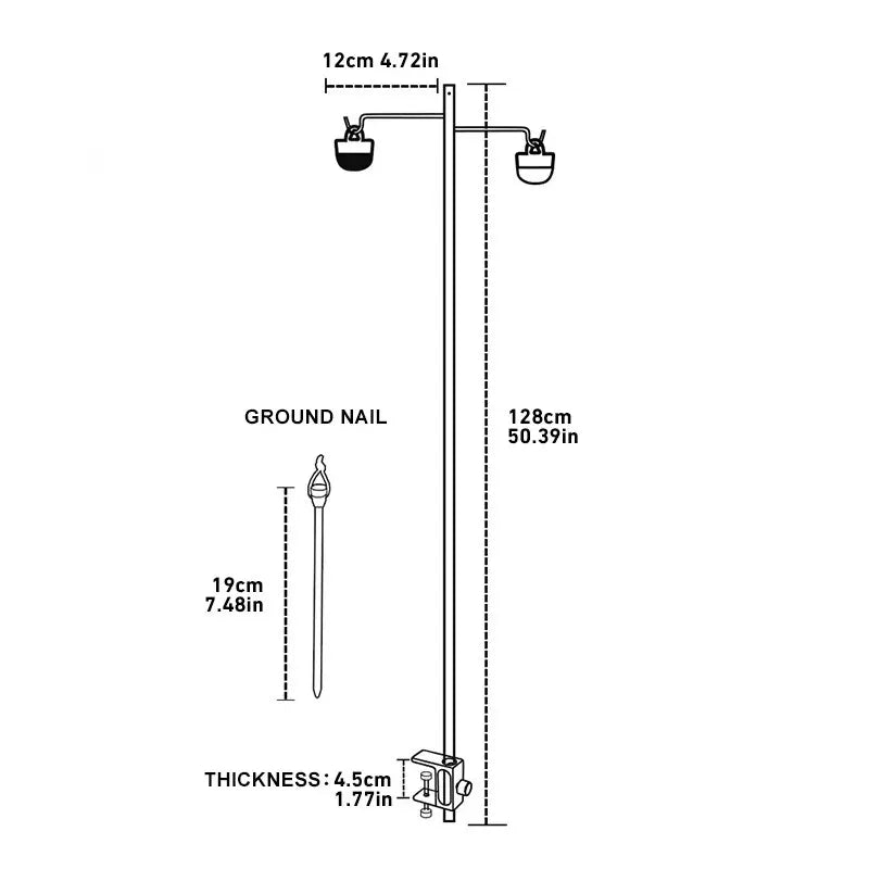 4-Section Camping Lantern Stand Aluminum Alloy Lamp Pole