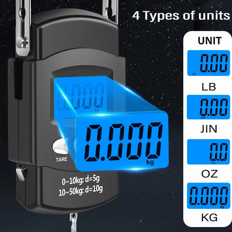Portable LCD Electronic Hand Scale with Measuring Tape