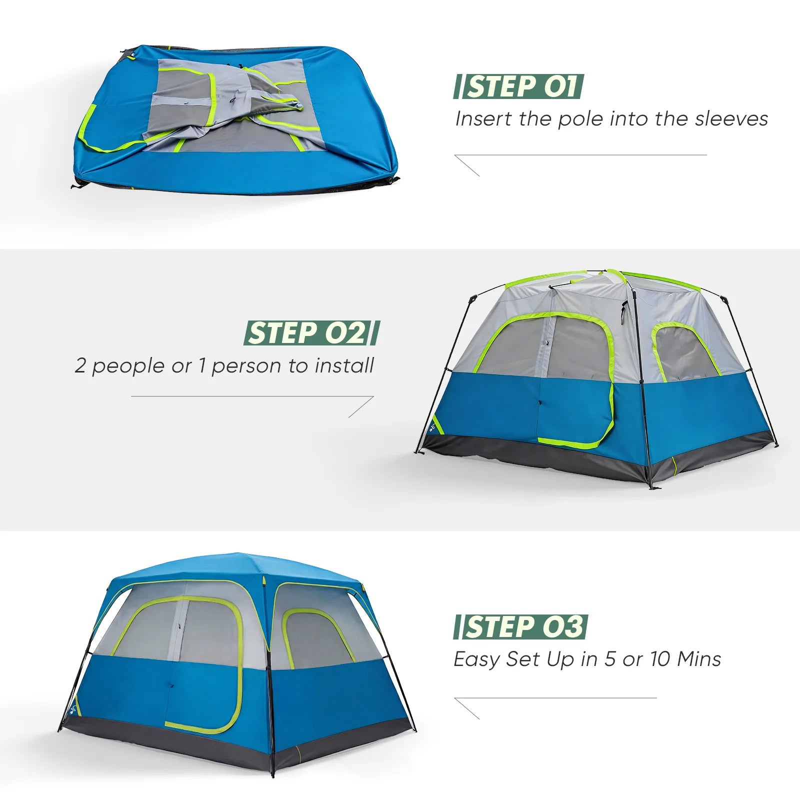 6 Person Camping Tent Waterproof Instant Setup Family Dome Shelter