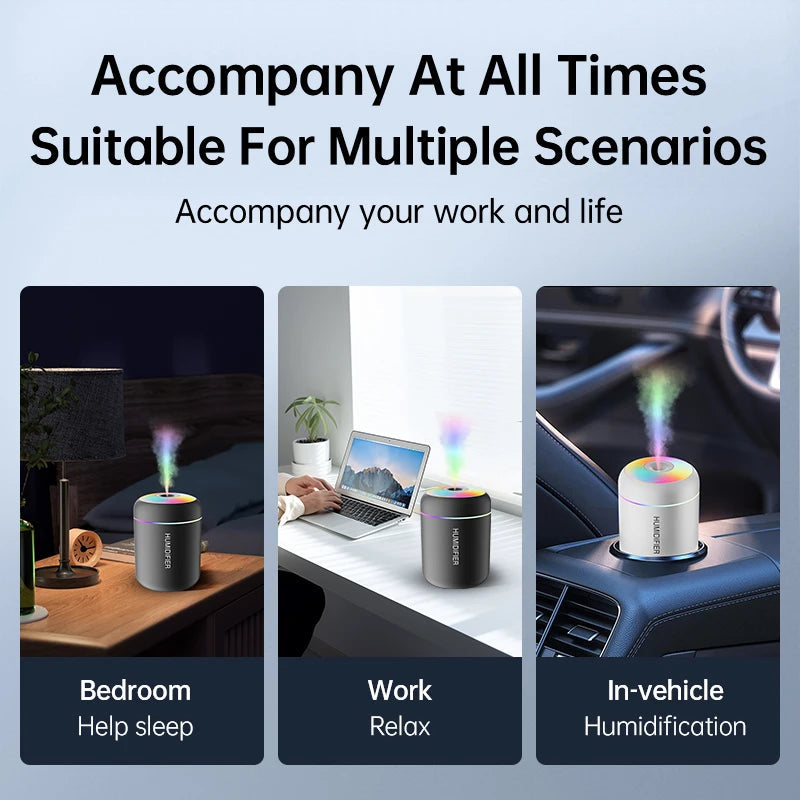 180ML Mini Air Humidifier USB Electric Aroma Diffuser Essential Oil Purifier Aromatherapy Mist Maker Lights For Car Home Bedroom 