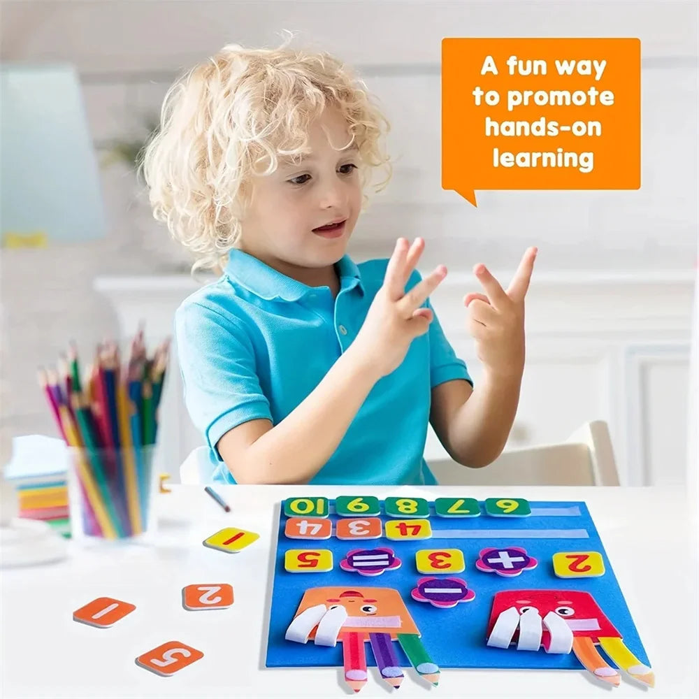 Felt Learning Board Children Toys Educational DIY Toy Addition Subtraction Finger Arithmetic Teaching Enlightenment Board 