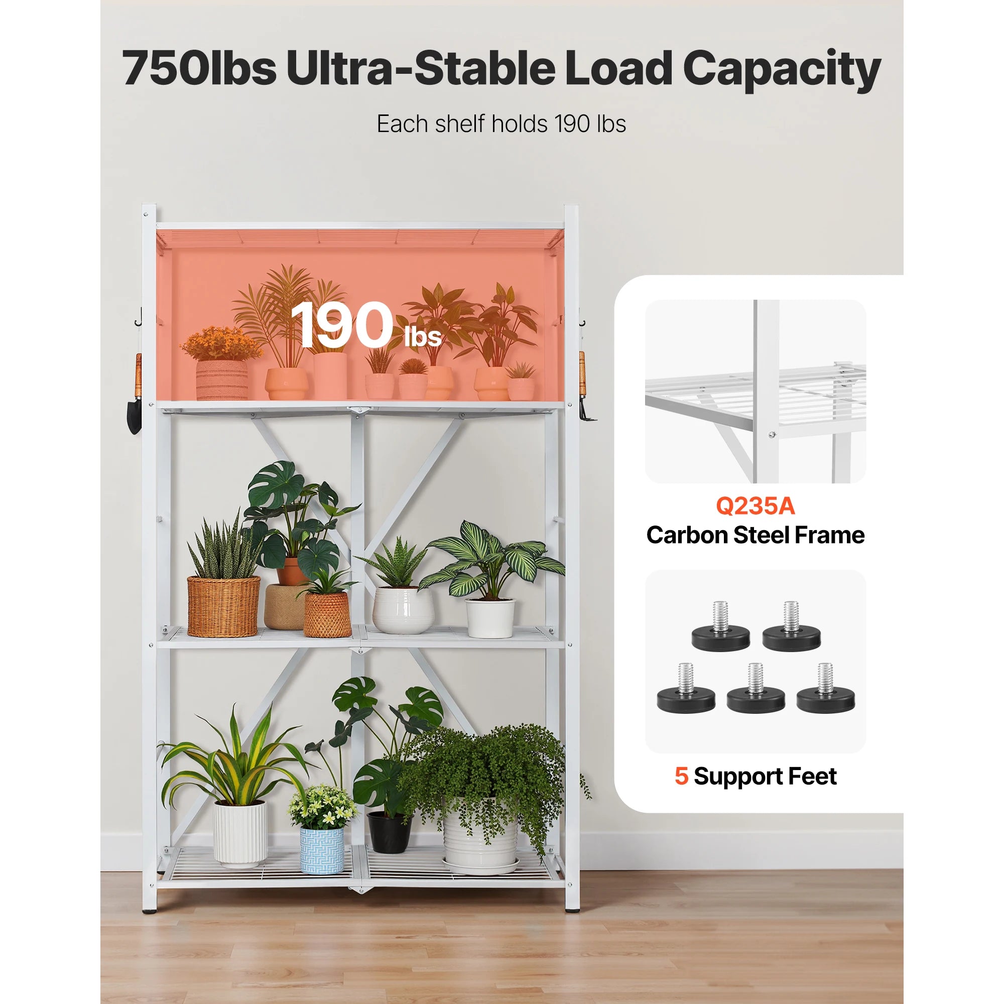 Foldable Metal Storage Shelf with Wheels Heavy Duty Garage Rack