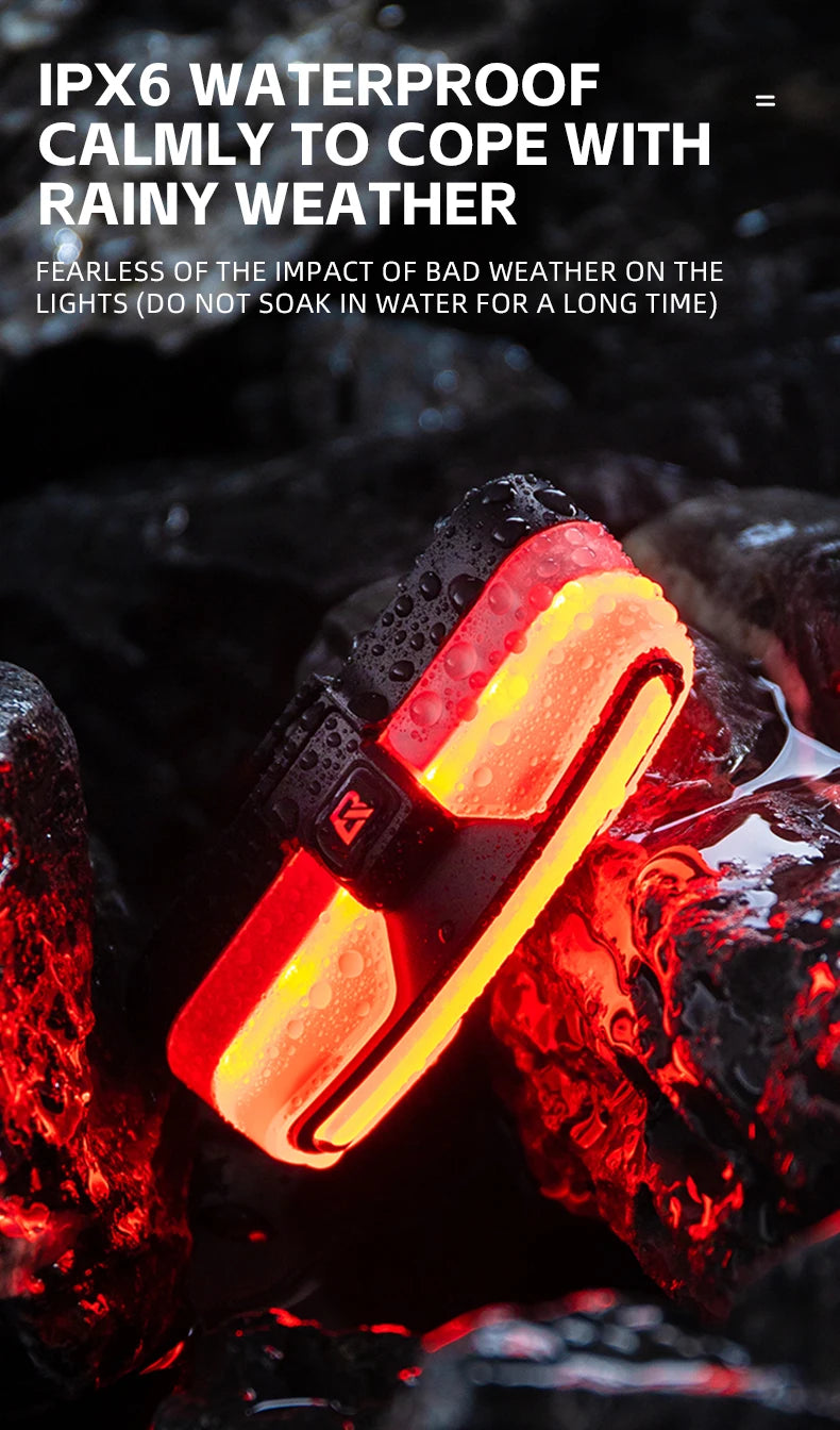 Smart Bicycle Tail Light with Brake Sensor, USB-C, IPX6 Waterproof