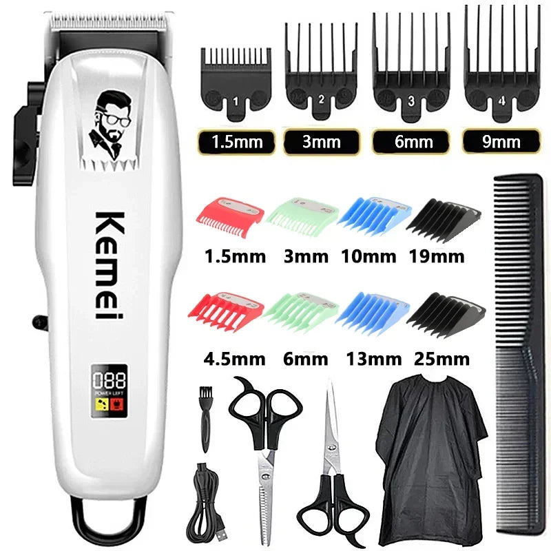 Kemei Professional Hair Clipper Rechargeable Hair Trimmer For Men Shaver Hair Cutting Machine Barber Accessories Cut Machin 