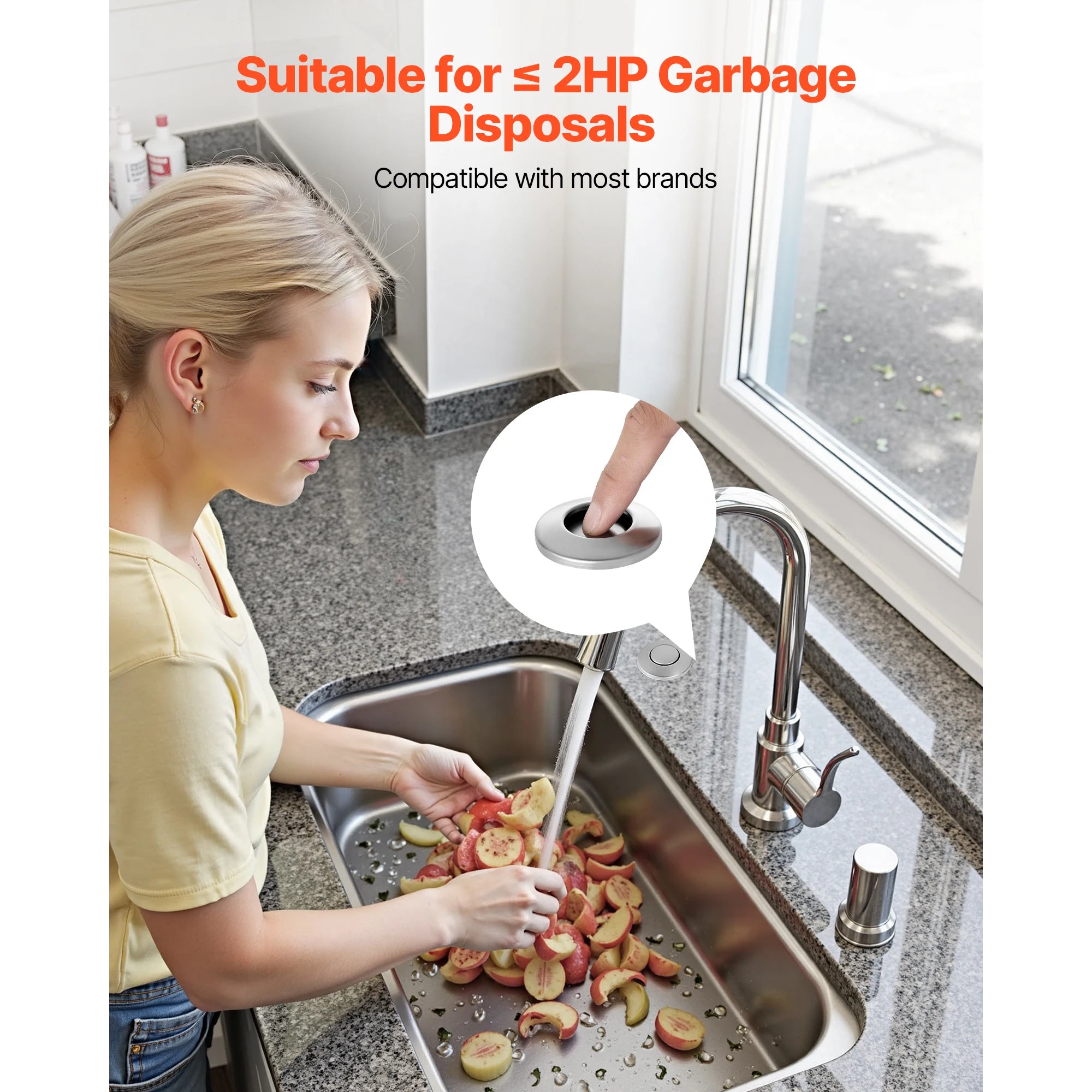 SucceBuy Garbage Disposal Air Switch Kit Dual Outlet Sink Top Air Switch for Food Waste Disposal Stainless Steel ON/OFF Button