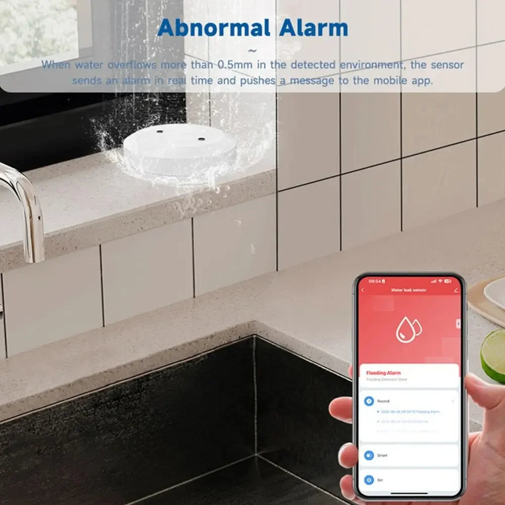Zigbee Water Leak Sensor for Tuya Smart Homes Flood Safety Alarm Water Leak Immersion Detector Remote Control Via Smart Life APP
