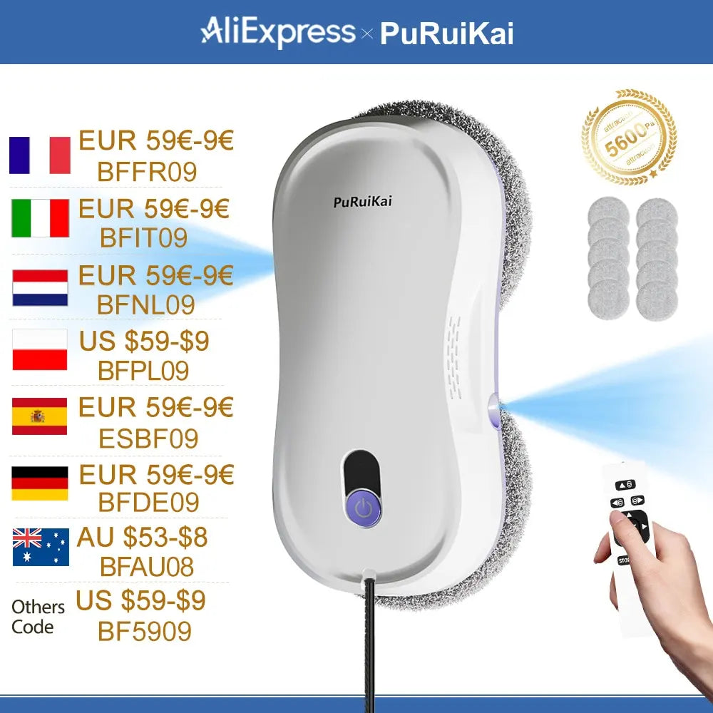 Robot per la pulizia delle finestre PuRuiKai con doppie ugelli