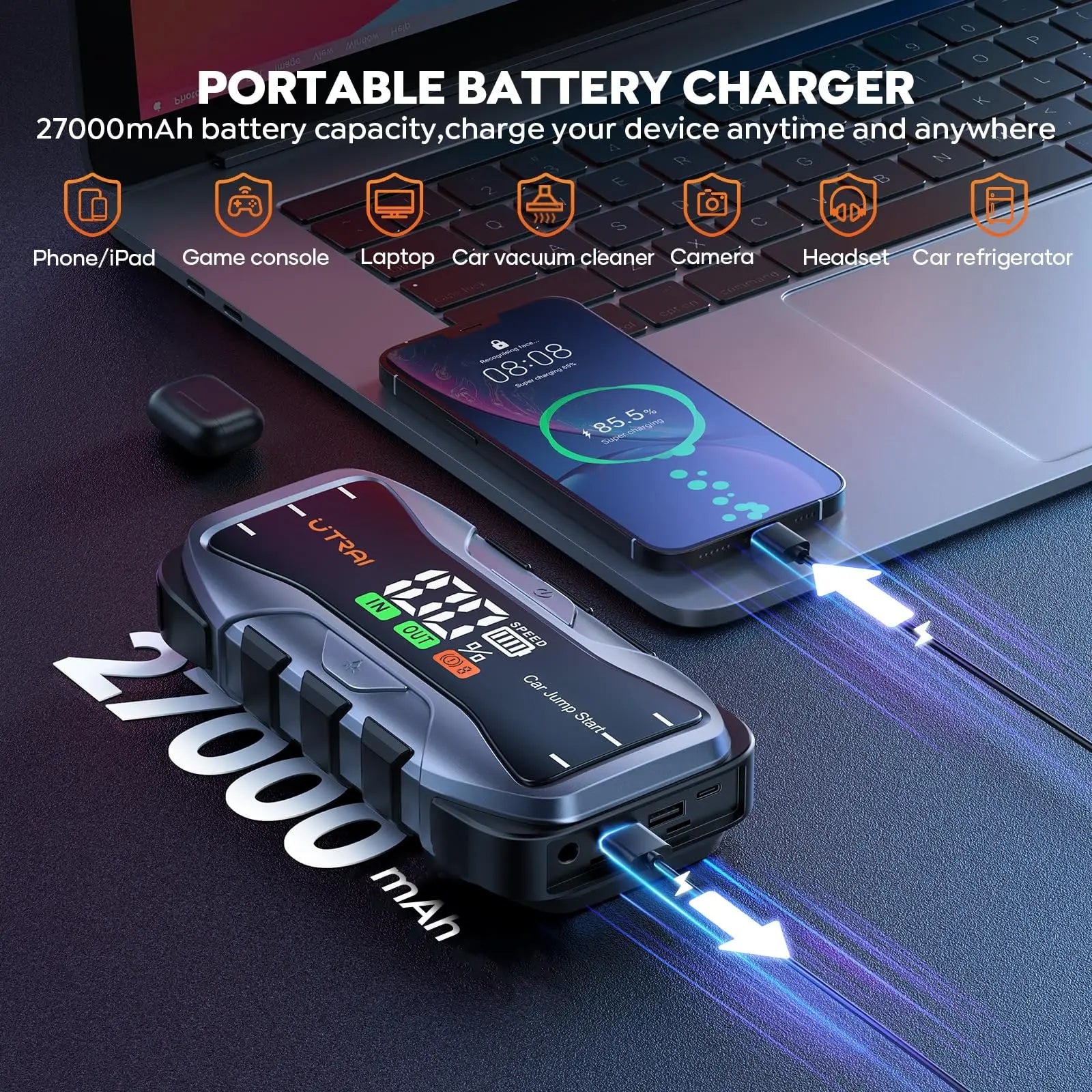 UTRAI 27000mAh Auto Startbooster Powerbank 6000A
