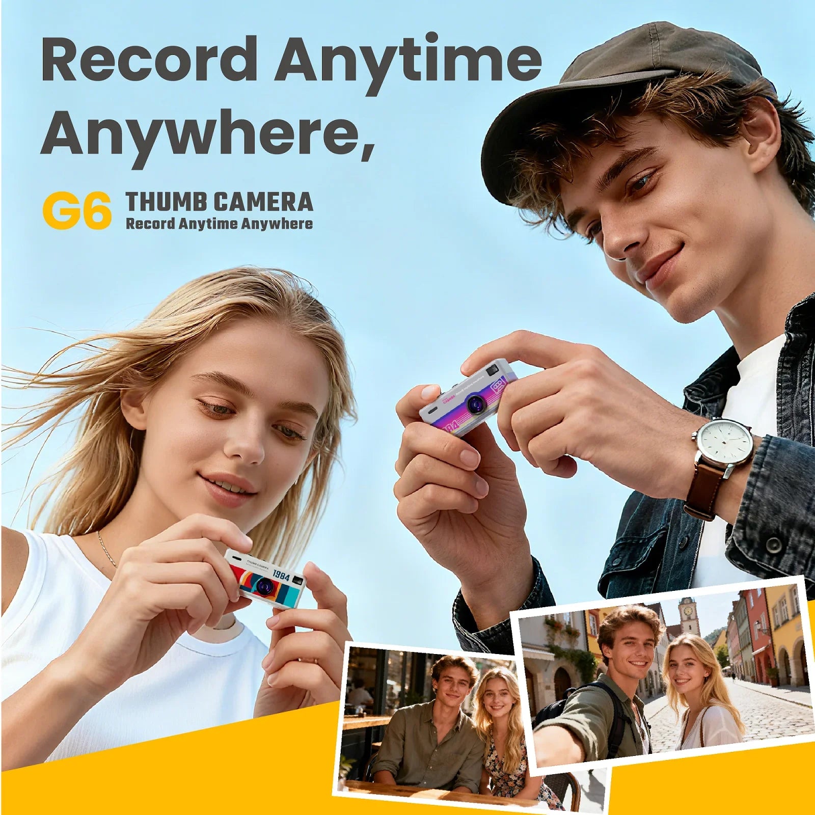1080P Thumb Mini Camera with 130° Lens, LCD Screen & Fill Light