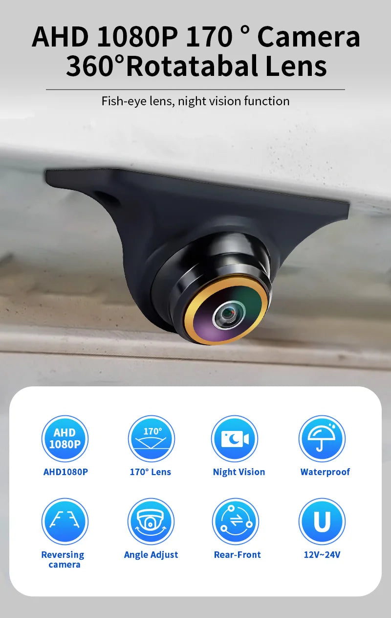 170° HD Car Rear View Camera with Night Vision and Guiding Line