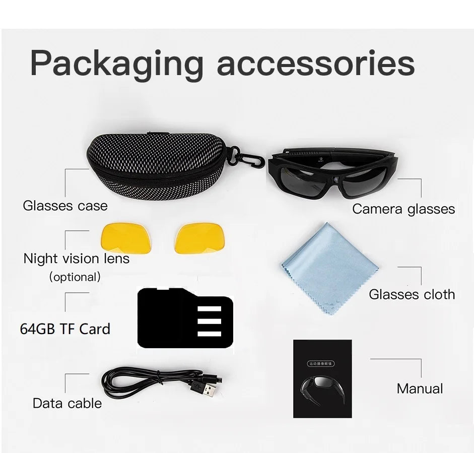 4K Video Glasses with 2-Hour Recording for Riding and Outdoor Use