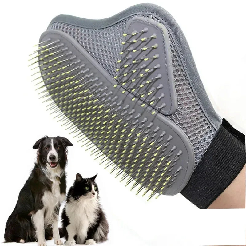 Soft Grey Pet Grooming Mitt
