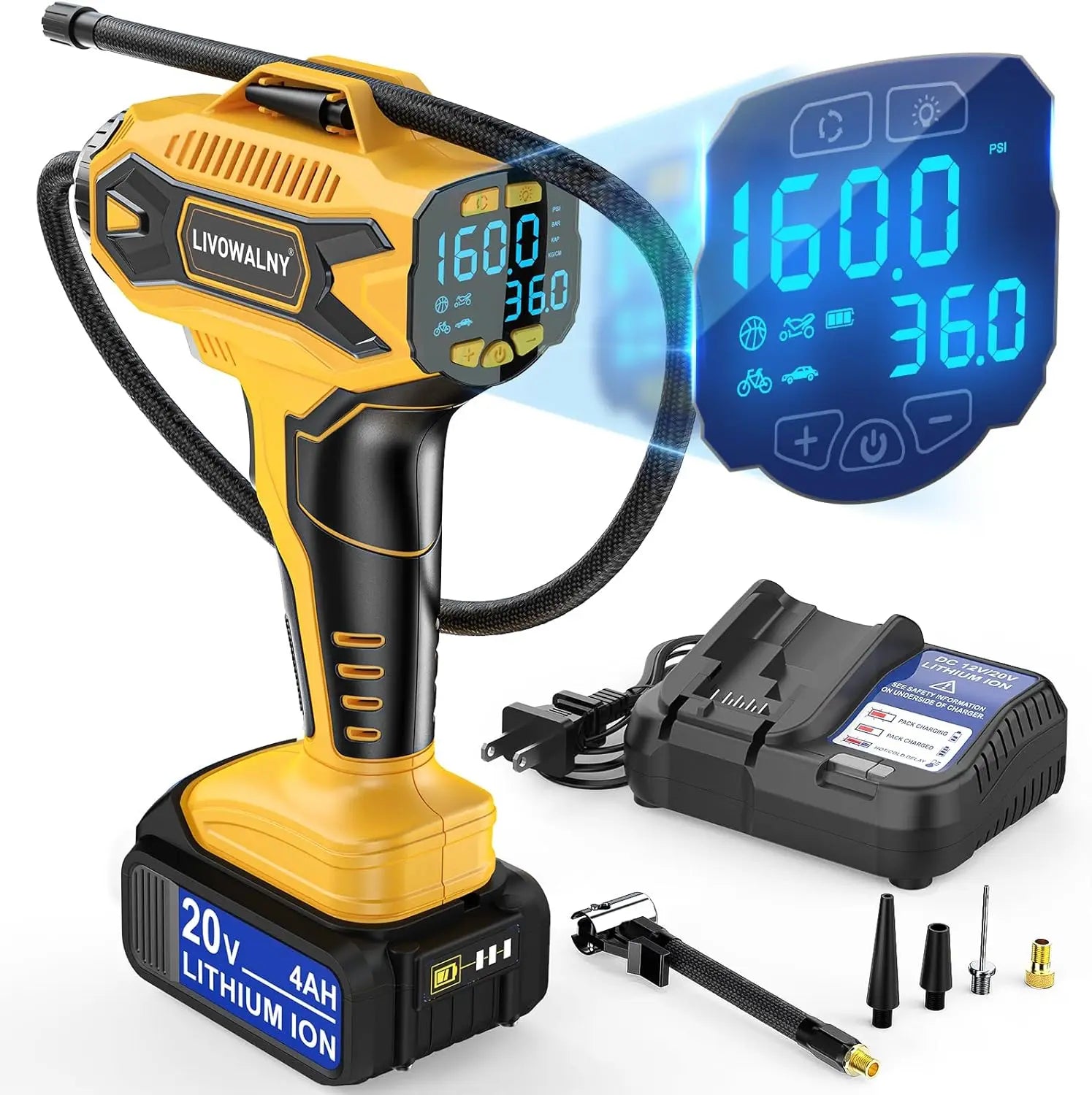 DEWALT 20V MAX Cordless Tire Inflator with LCD Display