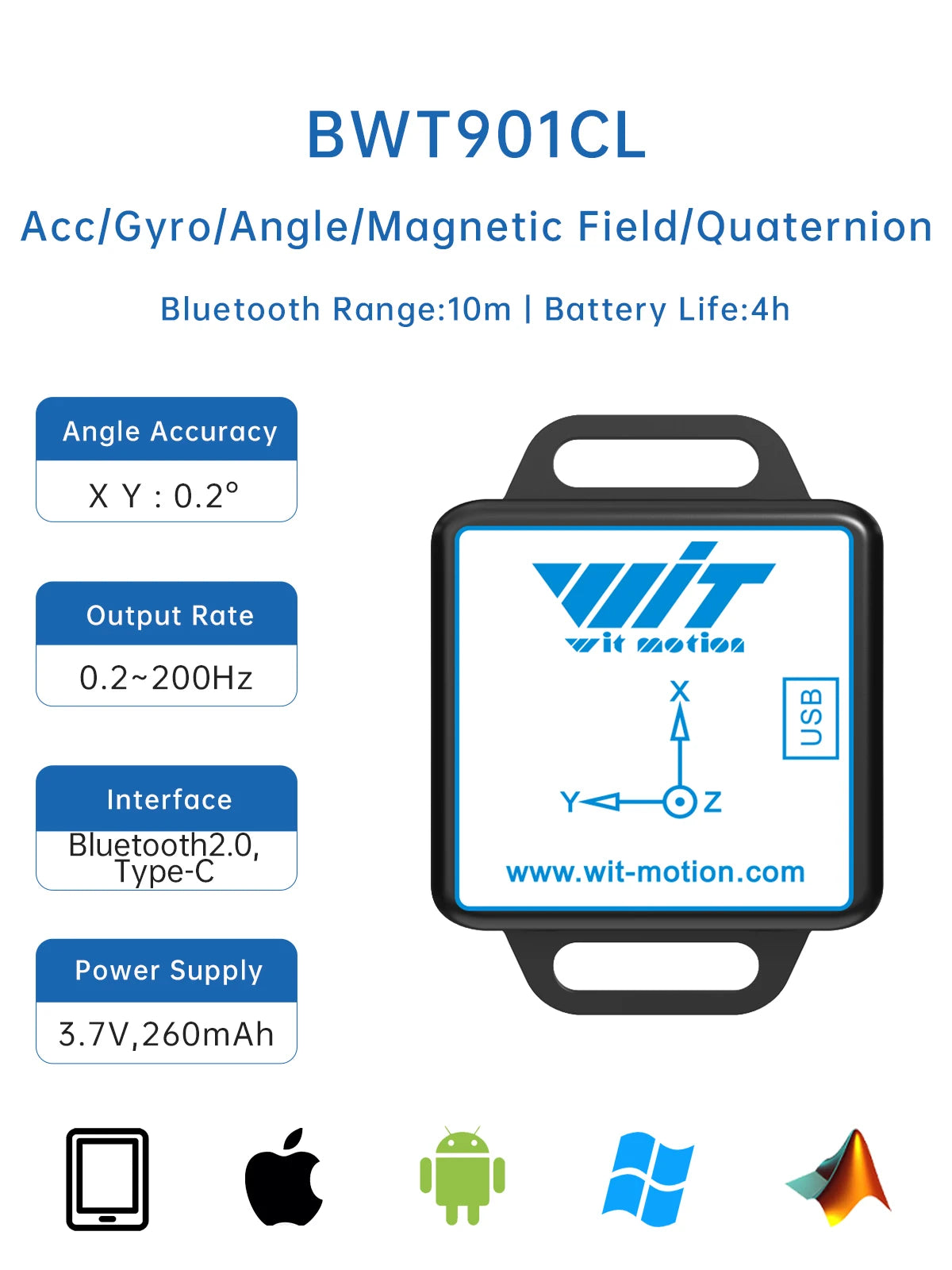 BWT901CL Bluetooth Motion and Orientation Sensor