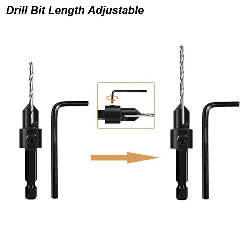 Adjustable Wood Pilot Drill and Countersink Set