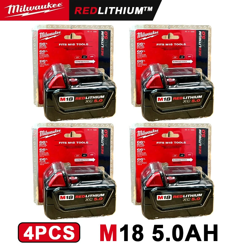 M18-5.0 100% original 2 PCS 18V Milwaukee brand 48-11-1860 5.0 AH Batteries M18 XC18 48-11-1860 New In Pack portable tools
