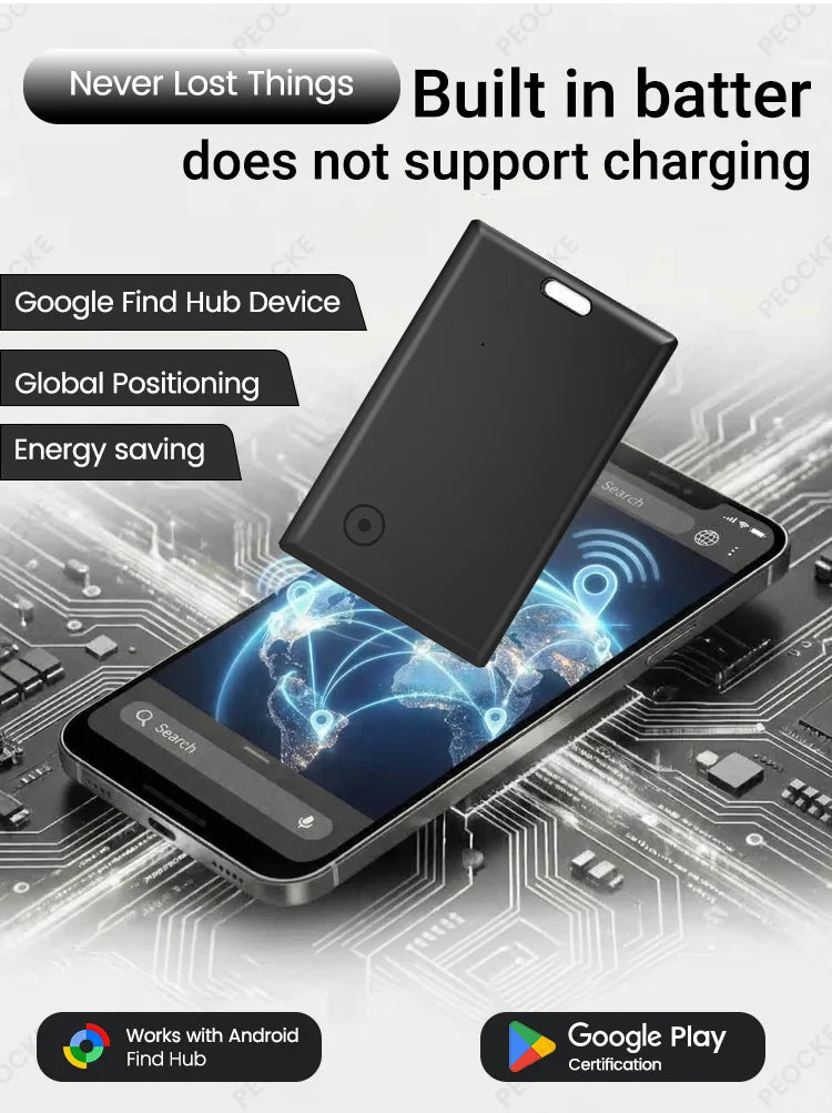 Android 1-4 Pack Smart Wallet Tracker Card Works with Google Find Hub App Location Tag Keys Bag Anti-Lost Bluetooth GPS Tracker