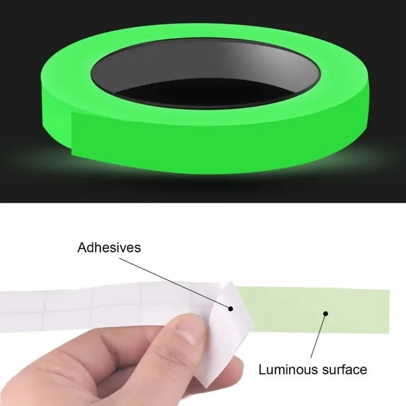 Self-adhesive Luminous Safety Tape, DIY Decorative Glowing Tape, Stage Stair Safety Warning Tape Green Fluorescent Warning Tape 