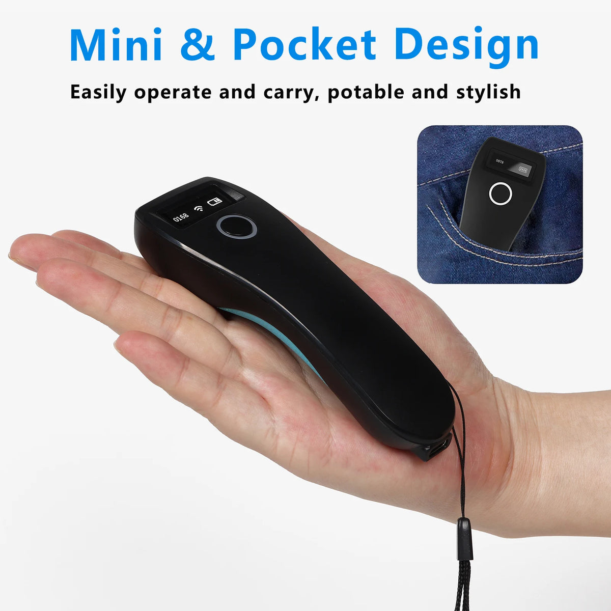 Scanner de codes-barres 2D Bluetooth de poche