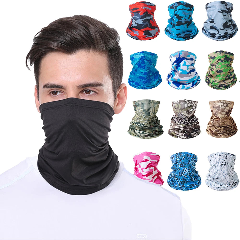 Bavoir de protection solaire en soie glacée extérieure Printemps et été Cache-cou de moto Bandana magique de sport Masque de conduite visage complet