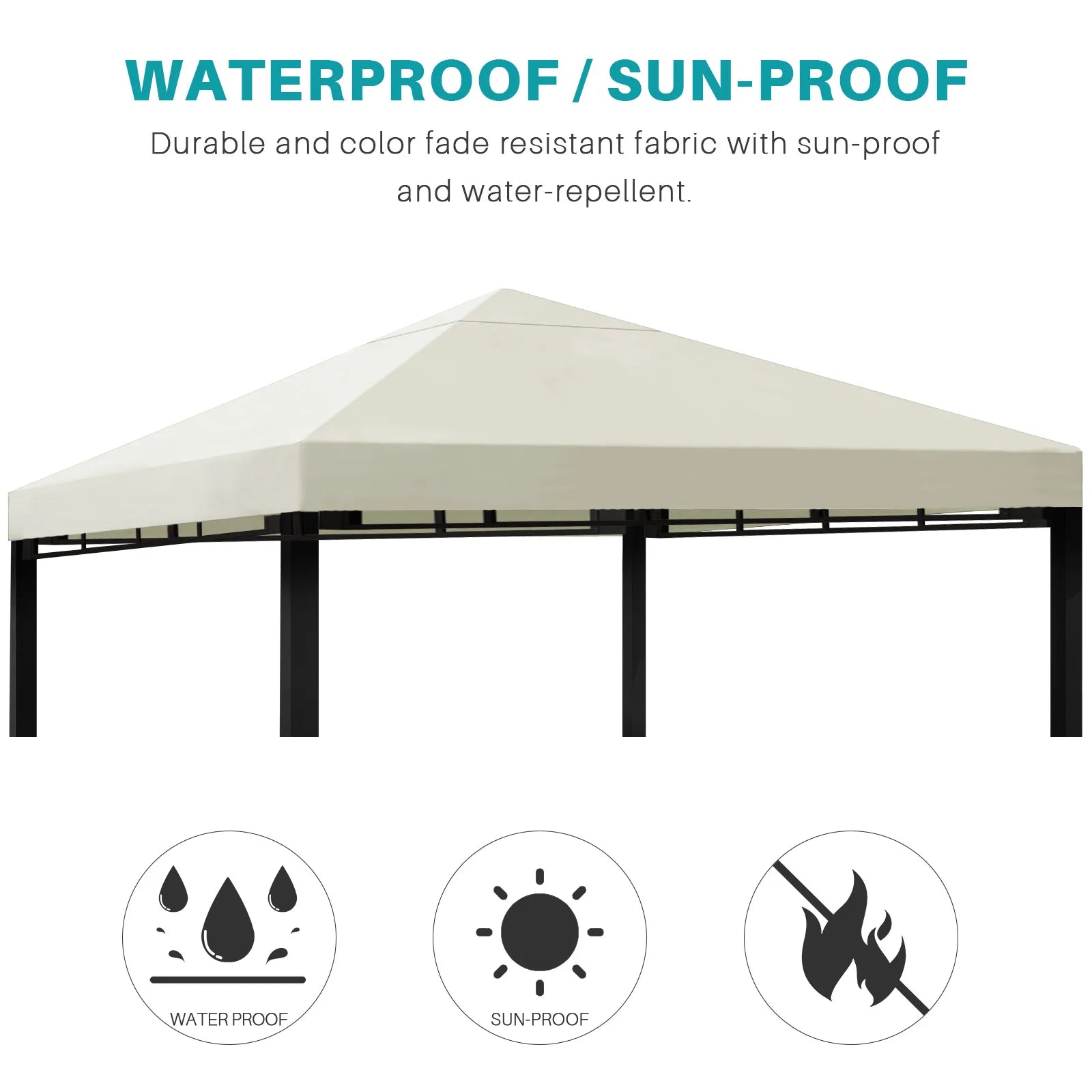 3x3m Çardak ve Veranda Gölgelik için Tente Üstü Yedeği