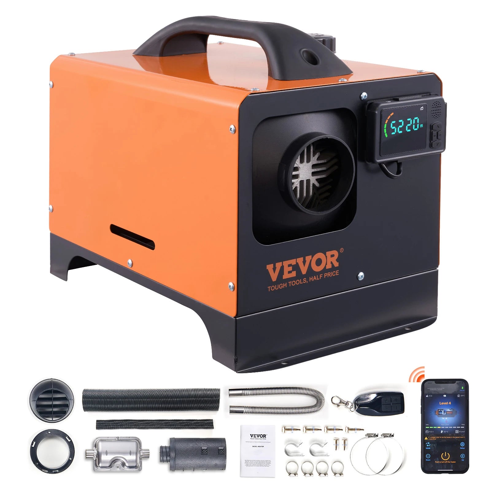 8KW diesel luftvarmer 12V Bluetooth bærbar til bil, autocamper, campingvogn