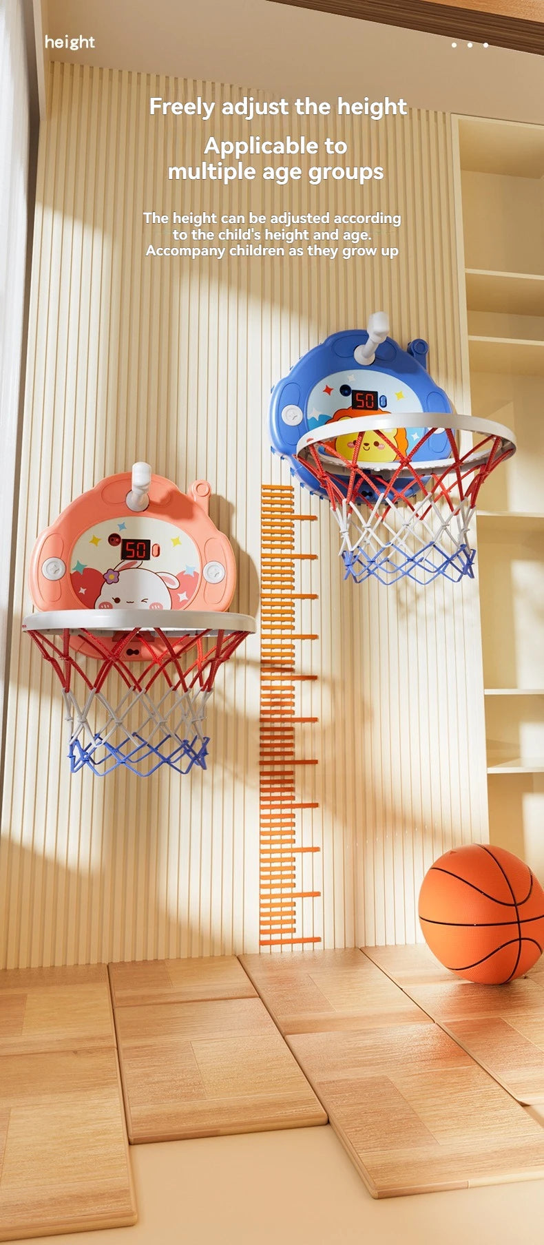 2025 New Children's Basketball Frame Indoor Shooting Hanging Baby Basketball Stand 1-5 Year Old Baby Home Ball Toy No Punching 