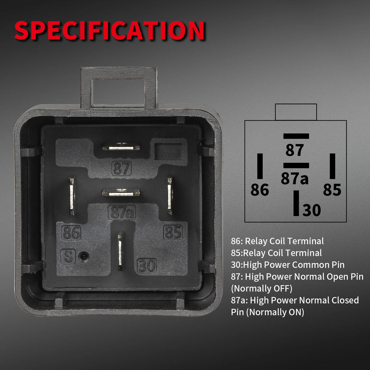 1PC SPDT 5 Pin Waterproof Auto Relay 12V 40A Heavy Duty 14AWG 12 Volt Car Relay Kit Bosch Style and Harness Set For Automotive