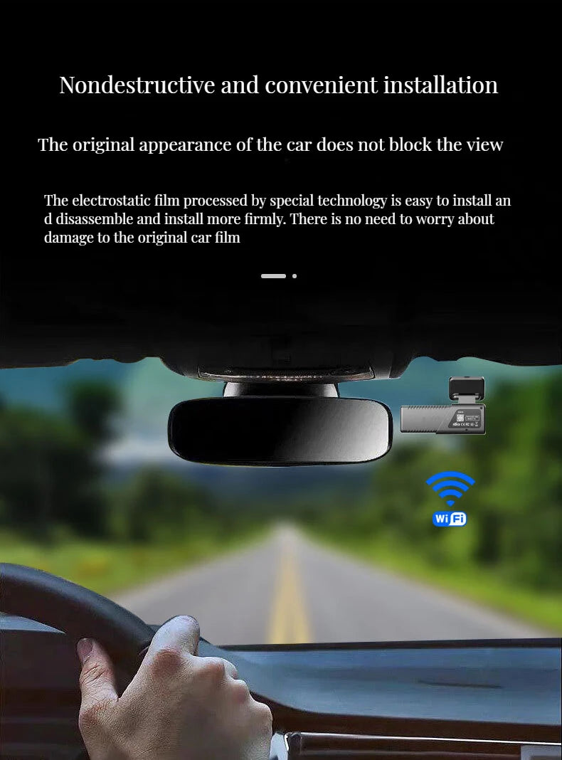 2K 1440P WiFi Dashcam med natvision, stemmestyring og GPS